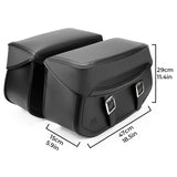 KEMIMOTO Synthetic Leather Motorcycle Saddlebags Universal Motorcycle Throw Over Saddle Bags Compatible with Sportster Dyna Softail Touring Models Vstar Shadow Wide Glide Black
