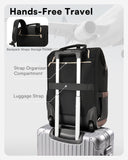 Rolling Backpack for Women, Travel Backpack with Wheels, Dual-Opening Wheeled Laptop Backpack, Stylish Rolling Laptop Bag, Overnight Underseat Carry on Luggage for College Business Work, Beige Brown