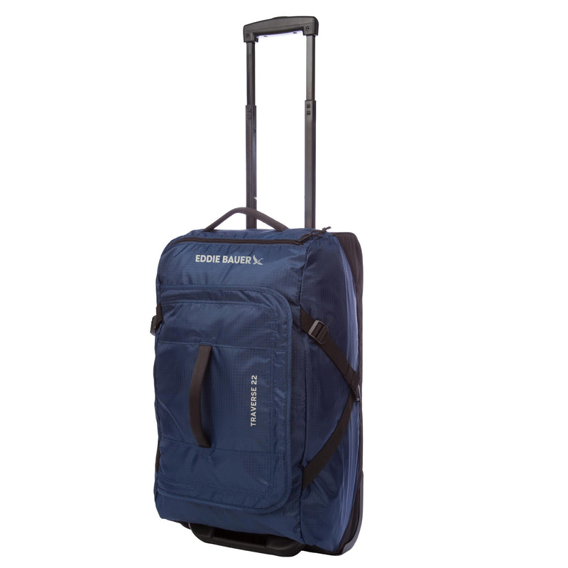 Eddie Bauer Traverse Luggage | Roller Wheels | Telescoping Handle | Travel | Vacation | Ripstop Nylon - Medium Indigo, 22"