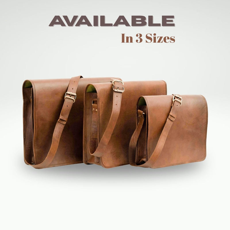 IndianHandoArt 16 inch Leather Real Messenger bag for Laptop Briefcase Satchel Men and Women (16 inch medium)