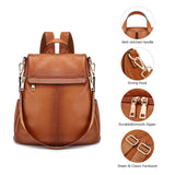 Kattee Women's Anti-Theft Backpack Purse Genuine Leather Shoulder Bag Fashion Ladies Satchel Bags