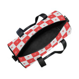 Buffalo Plaid Check Red Heart Large Capacity Luggage Travel Bag Business Trips Travel Weekender Gear Bag