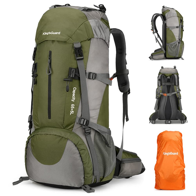 HongXingHai 70L Camping Hiking Backpack with Rain Cover Waterproof Backpacking Backpack for Hiking Treeking Climbing Outdoor (ArmyGreen)