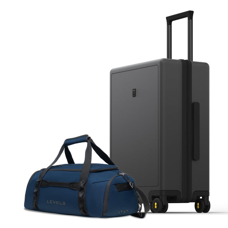 LEVEL8 Luminous 24 Inch Checked Luggage with Water Resistant Travel Duffle Bag