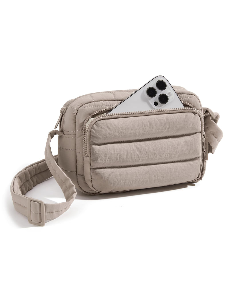 BAGSMART Crossbody Bags for Women, Puffer Small Crossbody Purses with RFID Blocking Slots, Puffy Handbags Shoulder Travel Purse, Brown