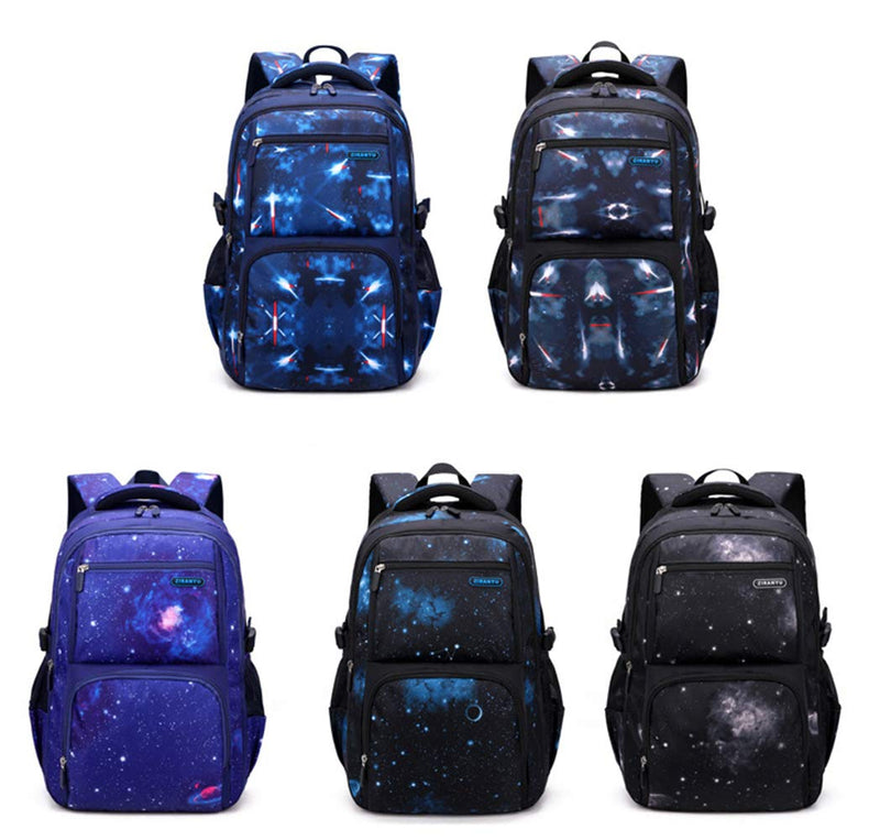 JiaYou Space Pattern Galaxy Backpack Boys Primary Junior Middle School Daypack Men High Middle School Laptop Bag(Blue Space,Backpack Only)