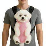 Inspack Dog Backpack Carrier/Cat Carrier, Adjustable Pet Front Carriers Travel Bag for Puppy Medium Dogs, Legs Out, Soft Ventilated Doggie Chest Carry Backpacks for Hiking/Camping, 4-7 lbs, Pink