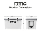 RTIC Ultra-Light 52 Quart Hard Cooler Insulated Portable Ice Chest Box for Beach, Drink, Camping, Picnic, Fishing, Boat, Barbecue, 30% Lighter Than Rotomolded Coolers, White & Grey