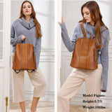 S-ZONE Medium Leather Backpack Purses for Women Antitheft Rucksack Shoulder Bag