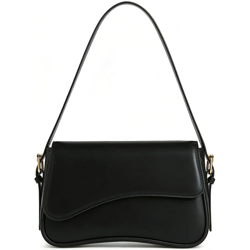 Shoulder Bag for Women Y2K Trendy Purse Vegan Leather Hobo Handbags Clutch Saddle Bag with 2 Removable Strap (black)