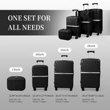 AAIVV Luggage 4 Piece Set Suitcase with TSA, Airline-Approved Hard Shell Expandable Double Spinner Rolling Wheels Suitcases for Lightweight Travel (Black, 28in26in20in13in)