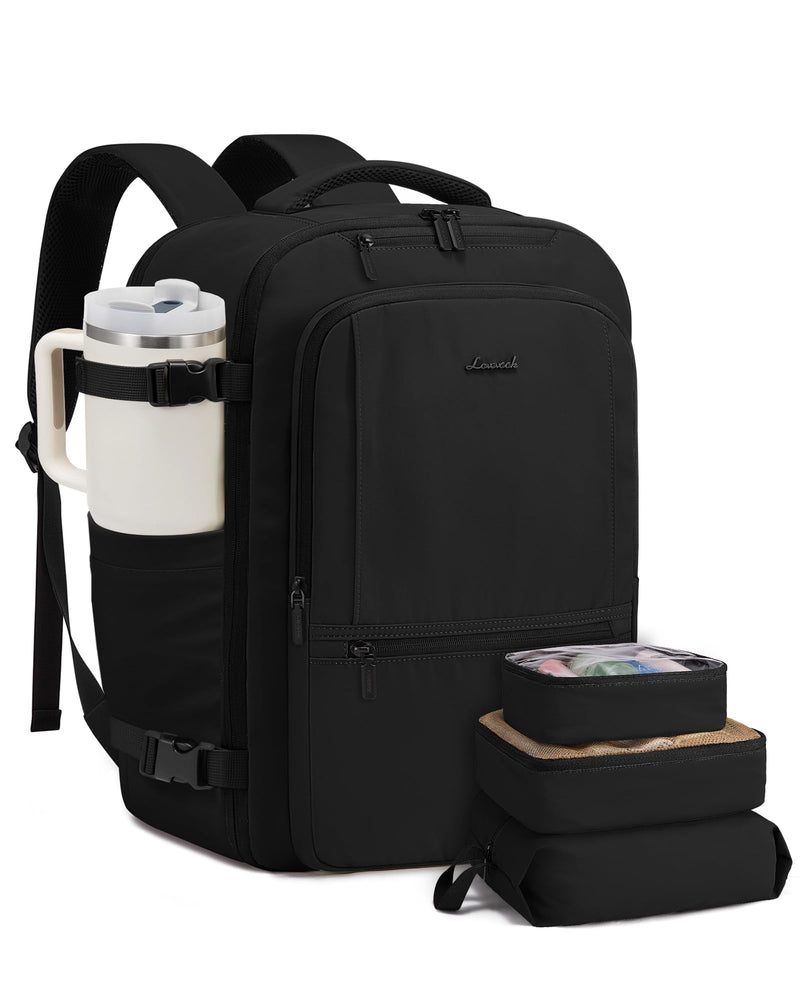 LOVEVOOK Travel Backpack for Women & Men, 40L Large Carry On Backpack Airline Approved, TSA Personal Item Weekender Bag, Water Resistant Laptop Backpack with 3 Packing Cubes for Travel Essentials