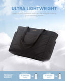 LOVEVOOK Tote Travel Bag for Women, Puffer Work Handbag with Zipper for Teacher Nurse, Quilted Laptop Shoulder Bag Cute for School Gym, Black