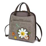 CHALA Convertible Backpack Purse - Women Convertible Shoulder Purse with Adjustable Strap - Daisy - Gray