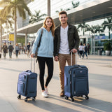 New York XPress Softside Luggage Sets 2 Piece,Expandable15% Lightweight Durable Suitcase Sets Double Spinner Wheels w/Combination LOCK （Blue,20in/26in）