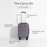 Quatish Carry On Luggage 22x14x9 Airline Approved with Spinner Wheels, 22 inch Expandable Hard Shell Suitcase with TSA Lock, Smooth Rolling Wheel for Lightweight Travel for Men Women, Purple