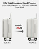 Hanke Hardside Expandable Carry On Luggage, 20 Inch Top Opening Trunk Luggages with Spinner Wheels, All-PC Hard Shell Carry-On Suitcase, Lightweight & TSA Airline Approved (Smoke White, 46L)