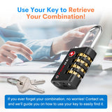 Forge Dual-Opening: Key or Combination Access Lock, Use Key to Recover Code If Forgotten, TSA Approved Locks for Luggage, Pelican case, Travel, Gym, School, Stainless Steel Shackle. (Black 2 Pk)