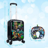 WZLVO Cool Dinosaur Kids Luggage 2PC Set with 360° Spinner Wheels, Lightweight Travel Carry-On Hardshell Suitcase for Boys, Toddler & Elementary Children