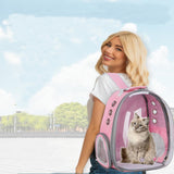 Cat Backpack Carrier, Pet Cat Carrier with Ventilated Design for Carrying Puppy Cats, Pet Carrier Backpack for Traveling/Hiking/Camping/Outdoors Airline Approved Travel Carrier(Pink)