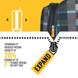 LUCAS Designer Luggage Collection - Expandable 24 Inch Softside Bag - Durable Mid-sized Ultra Lightweight Checked Suitcase with 8-Rolling Spinner Wheels (Old School Navy)