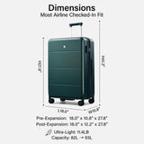 Hanke Expandable 26 Inch Luggage with Spinner Wheels, Hardside Large Suitcase, All-PC Hard Shell Travel Luggage, TSA Lock, Lightweight Durable Checked-Medium (Blackish Green, 93L)