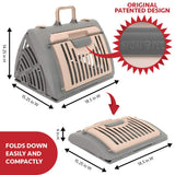 SportPet Designs Foldable Travel Cat Carrier - Front Door Plastic Collapsible Carrier, Gray and Tan, Medium (Pack of 1)