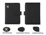Melsbrinna Premium Leather Passport Holder Covers Case, Waterproof Rfid Blocking Travel Wallet Passport Holder with Pen Holder, Cute Passport Book for Women/Men (Simplicity, AH-Black)