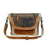 Myra Classic Flap-Over Messenger Bag - 11x10" Over Shoulder Purses for Women, Crossbody Bag, 24" Strap, Canvas and Leather Crossbody Purses for Women, Satchel for Everyday Use, Travel, Errands, Work