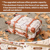 urecity Vintage Luggage Set 2 Piece, Vegan Leather Retro Trunk Suitcase with Spinner Wheels & Boarding Tote Bag, Zipperless TSA Lock Cute Travel Luggage for Women Men (Victorian Map Print, 20"+12")