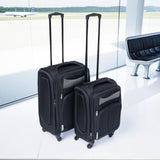 SYMCAVE 2 Piece Luggage sets - 20/24 Inch Lightweight Oxford Fabric softside Suitcase with 360° Spinner Wheels, Water-Resistant Travel Case (Password lock not Included) (Black)
