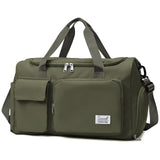 Suruid Travel Duffel Bag with Shoes Compartment Sports Gym Bag with Dry Wet Separated Pocket for Men and Women, Overnight Bag Weekender Bag Training Handbag Yoga Bag - Olive Green