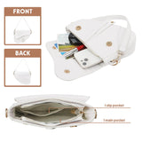 HDE Womens Saddle Shaped Convertible Shoulder Bag Trendy PU Leather Clutch Satchel Crossbody Purse Small Crocodile Handbag - White Crocodile