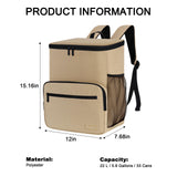 MIRASON Cooler Backpack Insulated Leak Proof Beach Backpack Cooler Bag, Cooling Beer Lunch Backpack Cooler for Men Women Picnic Hiking Camping Travel with 4 Pockets, Khaki