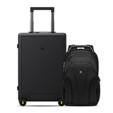 LEVEL8 Luminous Carry On Luggage 20" Inch with Laptop Backpack-Black