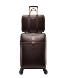 feilario 2Pcs Leather Business Spinner Wheel Luggage Waterproof Carry-On Suitcase with TSA Lock - Capacity 36-55L