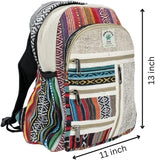 AUNERCART Hemp Backpack Traveling Bagpack, Cotton Canvas Stripe Nepali Himalayan Backpack, College Gift Casual Small Daypack Bag 13 x 11 x 5 Inches