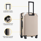 LEVEL8 Grace Carry on Luggage with Front Compartment, 20 Inch Expandable Hardside Suitcases with Wheels, Abs+Pc Harshell Spinner Luggages with Tsa Lock, Travel Bag for Women Men, Champagne