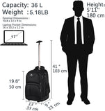 MATEIN Rolling Backpack, 17 inch Water Resistant Wheeled Laptop Backpack, Carry on Luggage Business Bag, Overnight College Computer Bag Trolley Suitcase for Men Women Adults to Travel, Black