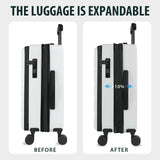 KROSER Carry On Luggage with Spinner Wheels & Built-in TSA Lock, Expandable Top Opening Hard Shell Suitcase Large Capacity Durable Rolling Luggage with USB Port, Carry-On 20-Inch, White