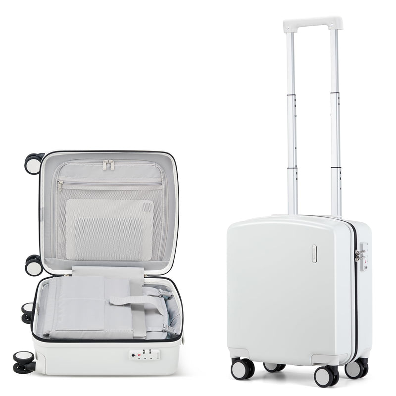 Hanke 16 Inch Underseat Carry On Luggage, Airline-Approved Hard Shell Small Suitcase with Spinner Wheels, Lightweight Tsa Lock Travel Luggage for Short Trips(Smoke White)