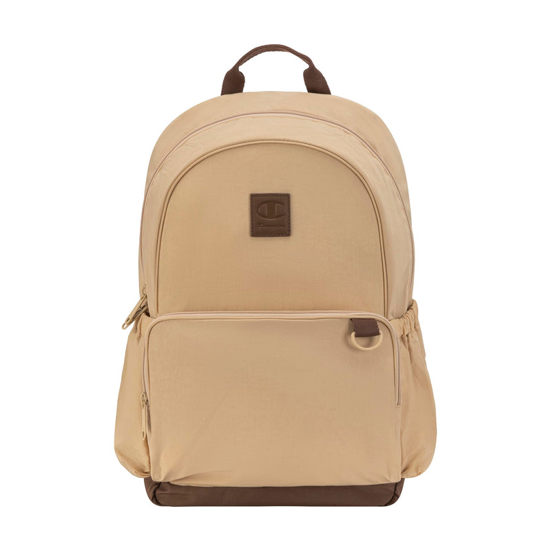 Champion Venice Laptop Backpack in Crinkle Nylon with Padded Adjustable Straps, Water Bottle Pocket for Work, Travel, Commute, Western Khaki, One Size
