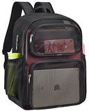 MAY TREE Mesh Backpack, 28L Heavy Duty Large Capacity Beach Bag, Black