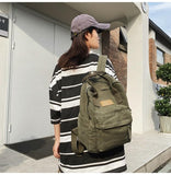 MININAI Aesthetic Canvas Backpack for Women Men Preppy Backpack Grunge Hippie Boho Japanese College Laptop Book Bag (Army Green,One Size)
