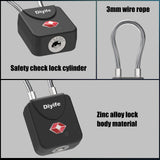 Luggage Locks with Key, [2 Pack] Diyife TSA Approved Luggage Locks, Suitcase Locks, Small TSA Travel Lock with Zinc Alloy Steel Cable Ideal for Backpacks, Bags, Toolbox, Case (Black)