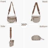 Checkered Crossbody Bum Bags for Women Nylon Checkered Purse Checkerboard Fanny Pack (A03 caramel)