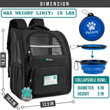 PetAmi Dog Backpack Carrier for Small Large Cat, Pet, Puppy, Ventilated Pet Hiking Backpack Travel Bag, Airline Approved Cat Backpack Carrier, Camping Biking Dog Bag Up to 18lbs Pet, Black