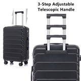 Ningering Black 3 Piece Luggage Set, ABS Hard Case Luggage Sets with Spinner Wheels, Hardshell Carry on Suitcase, Travel Suitcase with Combination Lock, 20/24/28 Inch (Black)