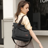 Women's Canvas Top Handle Handbag Stylish Multi-pocket Shoulder Tote Purse Work Crossbody Bags (Black) One Size