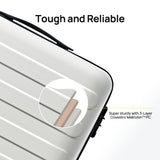 NINETYGO Carry On Luggage 22x14x9 Airline Approved, 20 Inch Luggage with Smooth Spinner Wheels, Lightweight, Hard Shell PC Suitcase Carry-On, Travel Luggage, TSA Approved (Lily White, Rhine Basic)